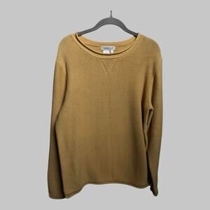 Vintage Coldwater Creek Womens Mustard Yellow Waffle Knit Sweater Top Neutral L